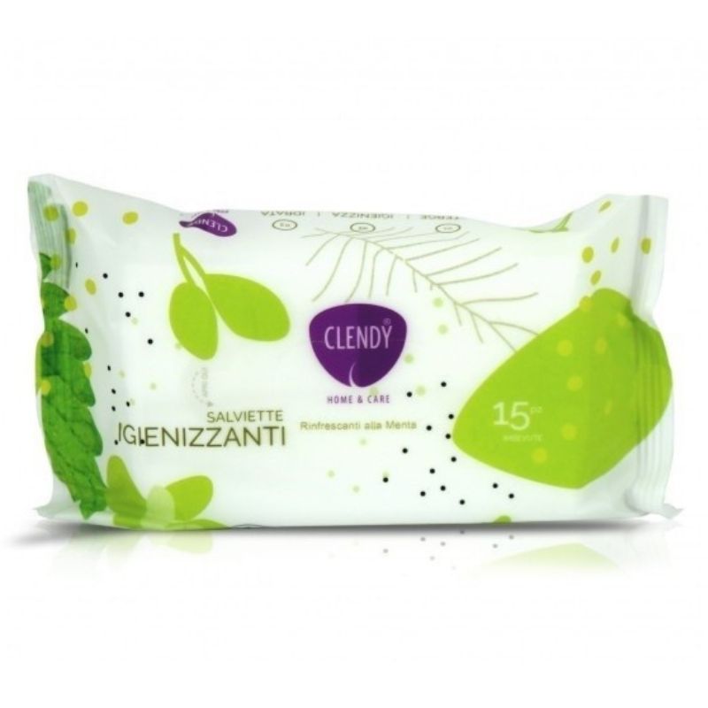 Salviette Igienizzanti Rinfrescanti alla menta Clendy - 15 pz.